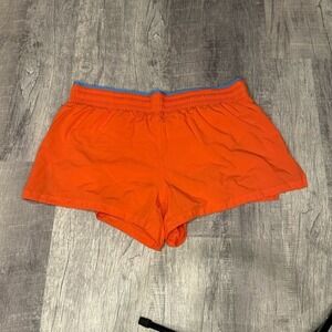 Fabletics Women Orange Running Shorts Large Athletic Gym Workout Zipper Pocket